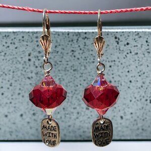 Czech Crystal Dionne with Swarovski Bicone and Made With Love Charm Earrings